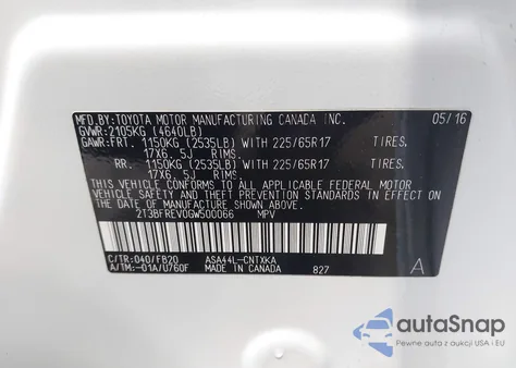 2016 Toyota Rav4 Le from USA, damaged, VIN 2T3BFREV0GW500066